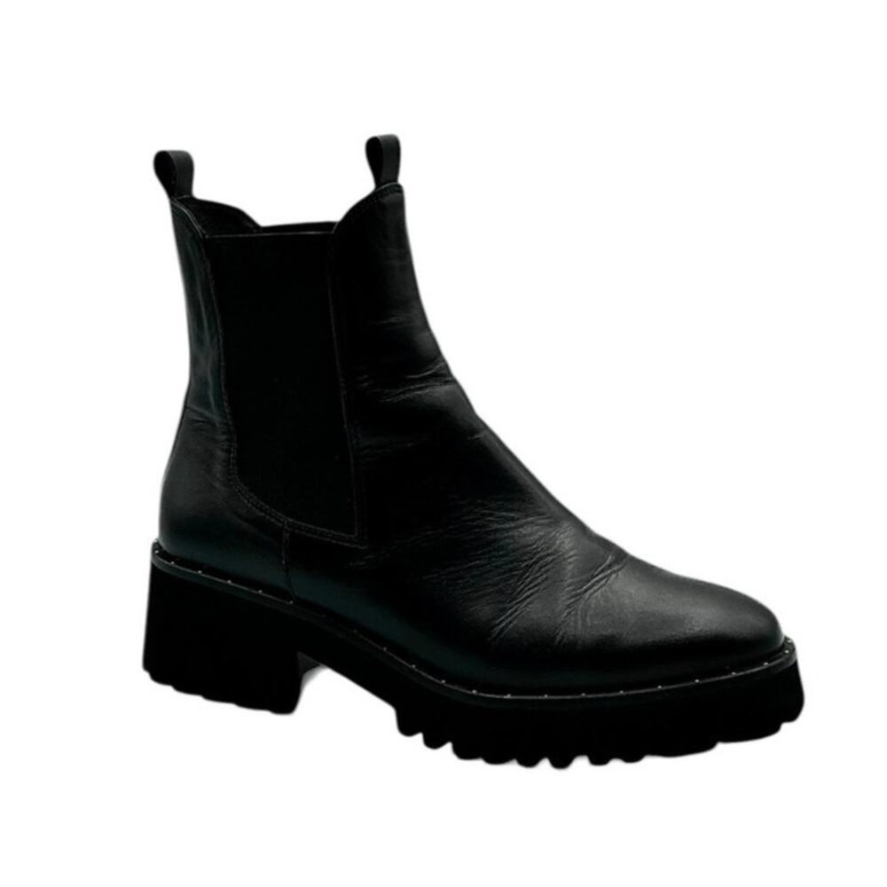 Freda Salvador Brooke Rain Boot Lug Sole Black Leather Chelsea 8 - Picture 7 of 10